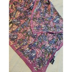 Vintage Large Honey Scarf Purple Blue Matalic Floral